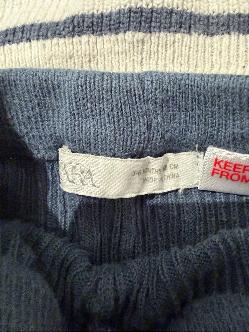Zara 3 piece 3-6m Striped Knit Baby Set - blue & Cream - Picture 5 of 6